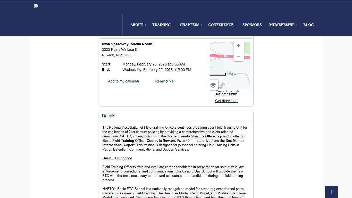 Basic Field Training Officer (Newton, IA) 2026-12BFC